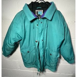 VTG Pacific Trail‎ Zip Ski Jacket Adult Medium Teal Purple Black Insulated Retro